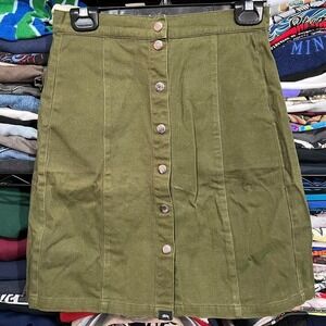 Sz 5 Stüssy‎ Green Button Down Mini Skirt